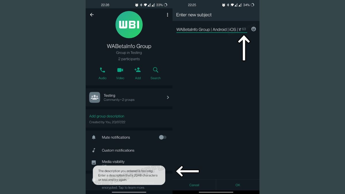 WhatsApp is increasing the character limit for group subject, description