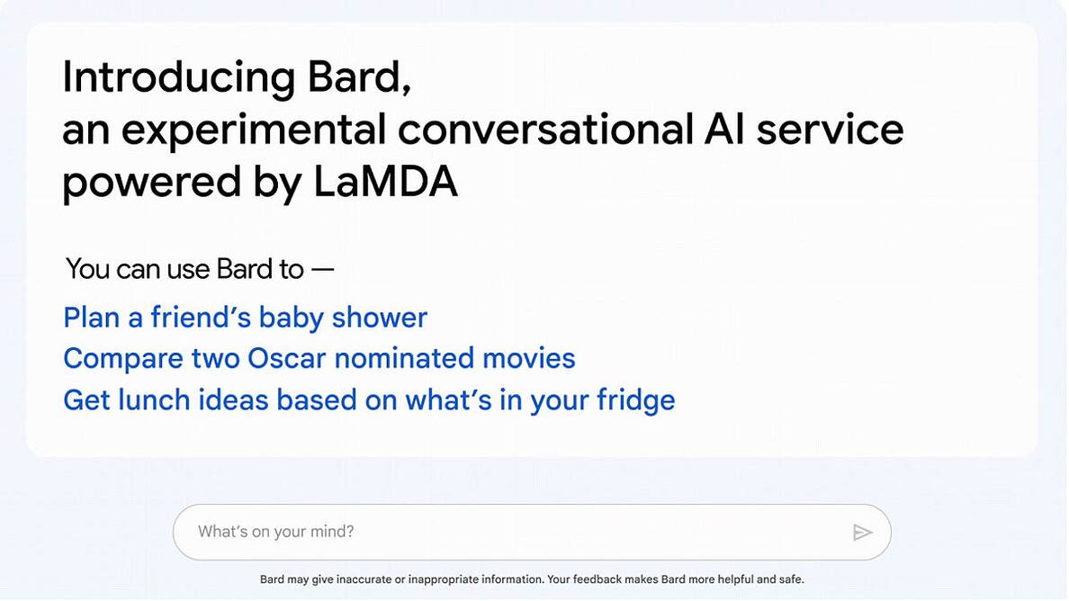 Google Bard announced, a ChatGPT competitor build atop LaMDA