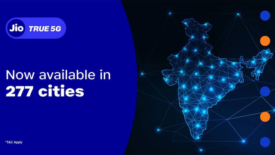 277 शहरों में पहुंची Jio की 5G सर्विस, मिलेगा सुपरफास्ट स्पीड से इंटरनेट Jio-True-5G-277