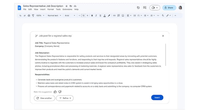 Google Docs Generative AI