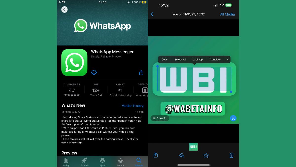 WhatsApp to introduce a new feature on iOS to let users extract text from images