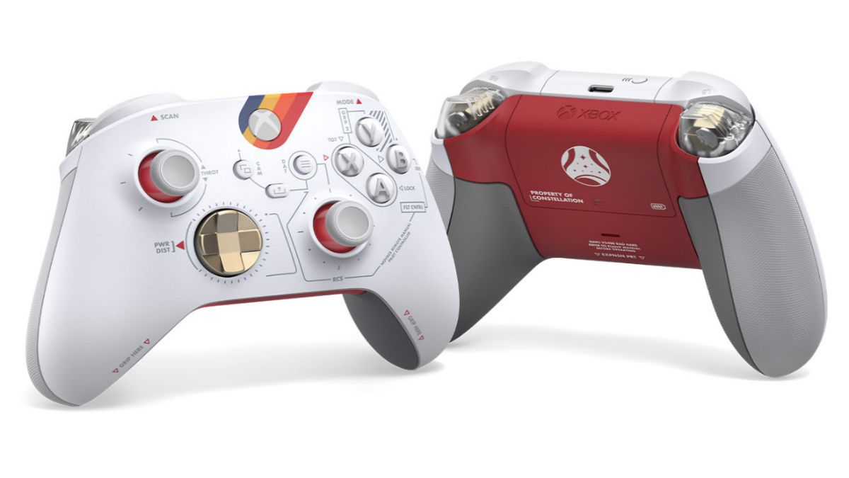 Starfield edition Xbox controller, headset look like gizmos from outer space