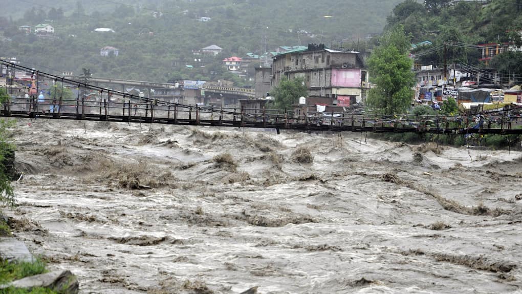 The water level of Beas river rises as it crosses the danger mark following heavy rainfall