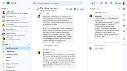 Google introduces in-line replies within announcement spaces in Chat