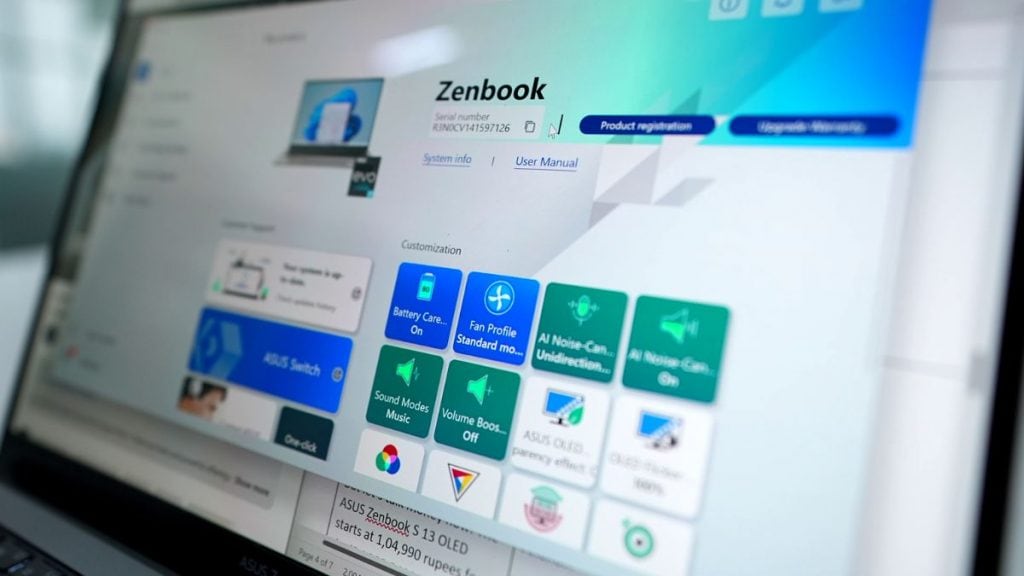 8. ASUS Zenbook S13 OLED MyASUS app