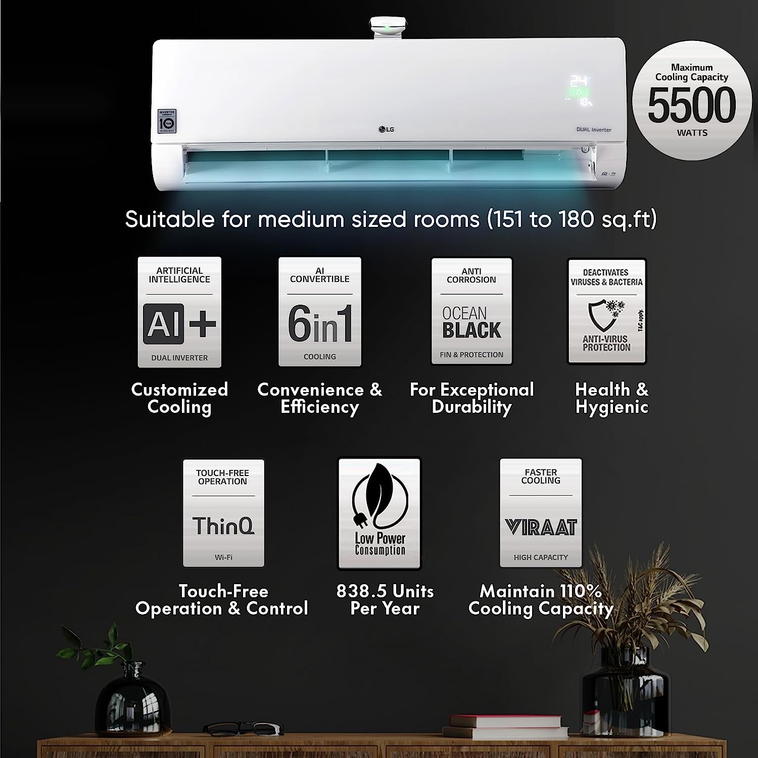 LG 1.5 Ton DUAL Inverter Split AC