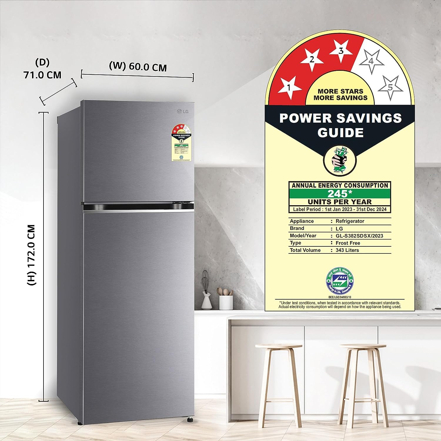 LG 343 L Double Door Refrigerator