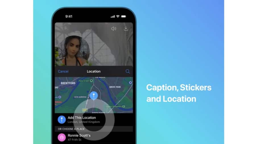 Add text, locations and stickers
