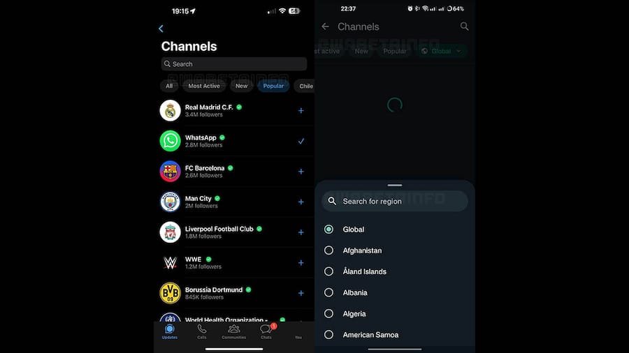 Advanced search filters for Channels