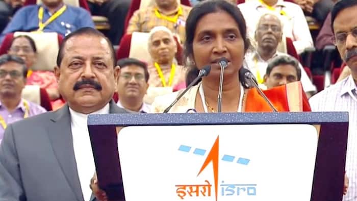 Nigar Shaji speaking after the successful launch of Aditya-L1