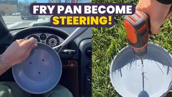 कार में Steering की जगह फ्राई पेन लगा चलाई कार, देखें गज़ब वीडियो