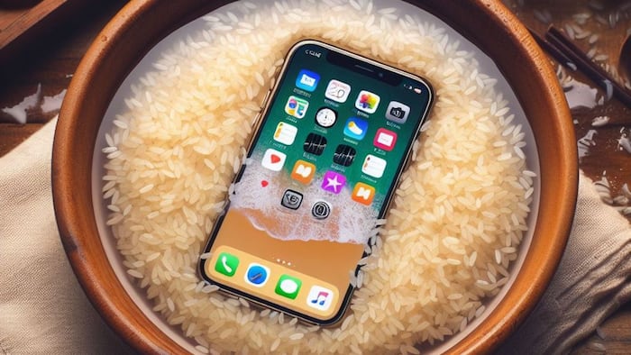 Apple says rice bag is not the best way to dry out your wet iPhone.