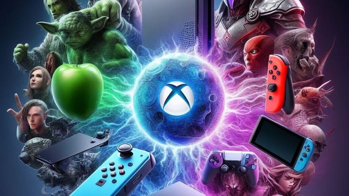 Xbox-exclusive titles are finally coming to the other consoles. (Image: DALL-E)