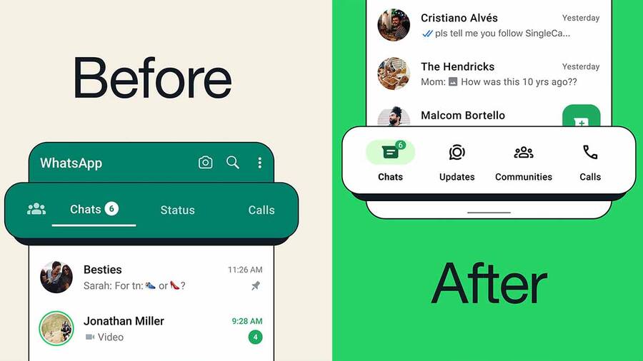 WhatsApp on Android gets new navigation bar that's closer to your thumbs WhatsApp update