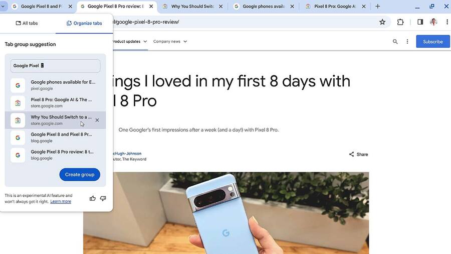 Organize Chrome tabs using AI