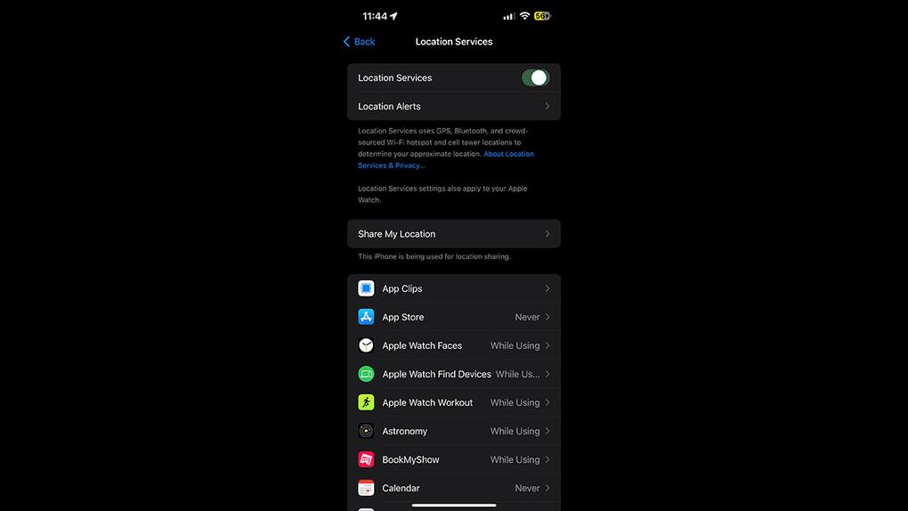 Turn off Location Services if required 