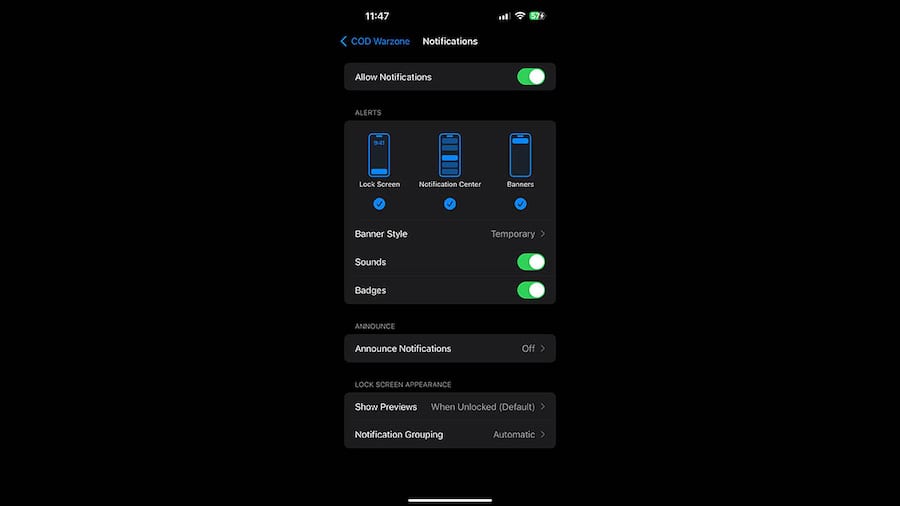 Turn off Notifications