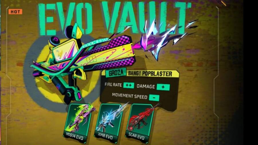 Free Fire Max में EVO Vault इवेंट की एंट्री, Groza- Bang! Popblaster गन स्किन पाने का मौका Free Fire Max EVO Vault Event