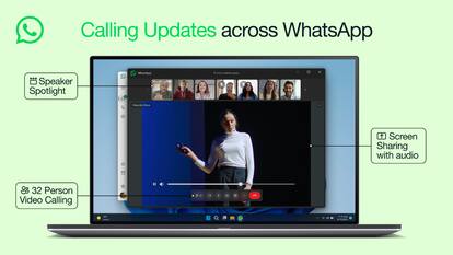 WhatsApp video calls get support for 32 participants, screen sharing with audio, more