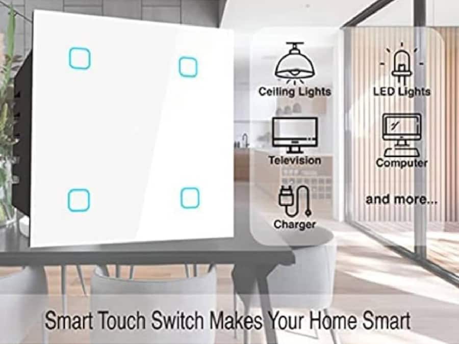 KAMONK Smart Touch Switch 4 Gang, Wi-Fi Enabled