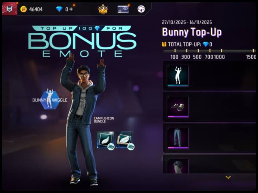 Free Fire Max Diamonds: नया Top-Up इवेंट शुरू, डायमंड्स के साथ बोनस Bunny Wiggle Emote पाएं फ्री