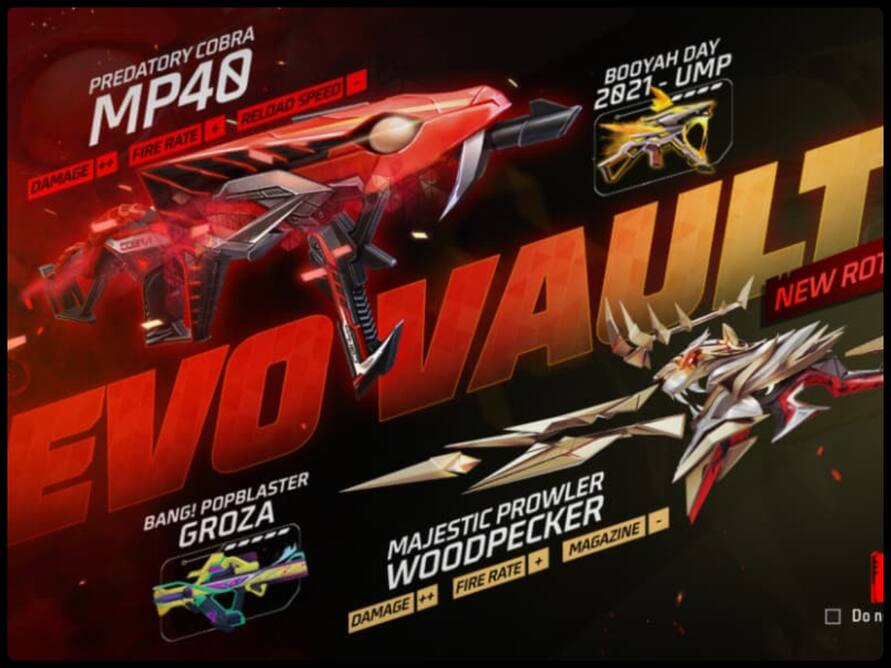 Free Fire Max में Evo Vault इवेंट शुरू, मुफ्त पाएं MP40 Predatory Cobra इवो गन स्किन