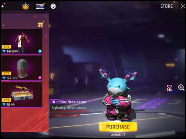 Free Fire Max में Neon Kactus Pet Skin पाने का मौका, हाफ Diamonds में करें Claim