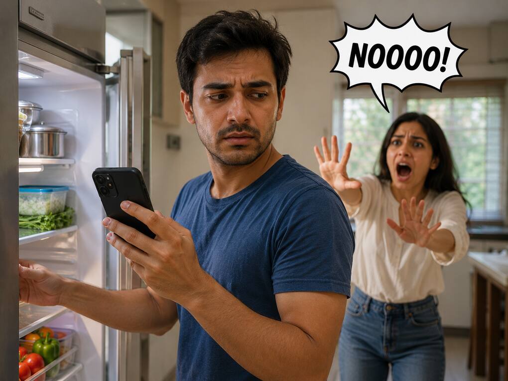 Phone in fridge