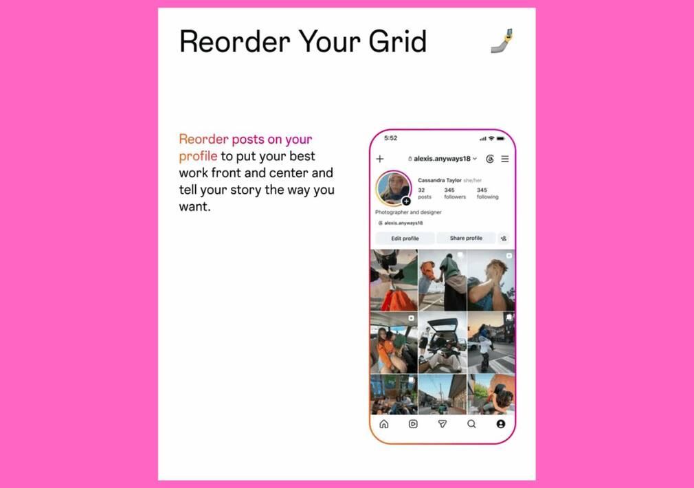 Instagram में Reorder Grid फीचर, अब अपने हिसाब से पोस्ट की जगह बदल सकेंगे, जानें कैसे