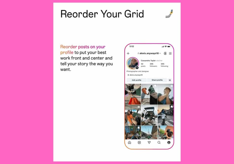 Instagram में Reorder Grid फीचर, अब अपने हिसाब से पोस्ट की जगह बदल सकेंगे, जानें कैसे