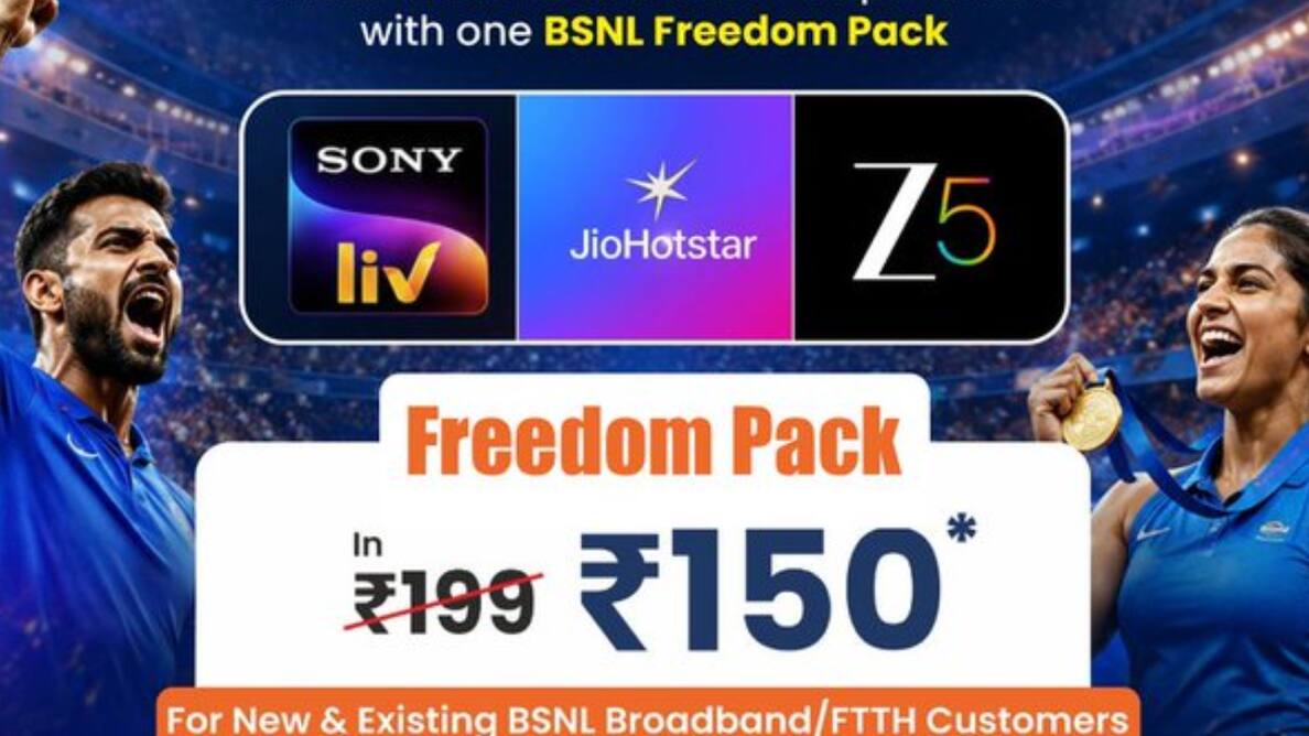 BSNL Freedom Pack Offer: 199 नहीं मात्र 150 रुपये में पाएं SonyLiv, JioHotstar व Zee5 OTT फ्री